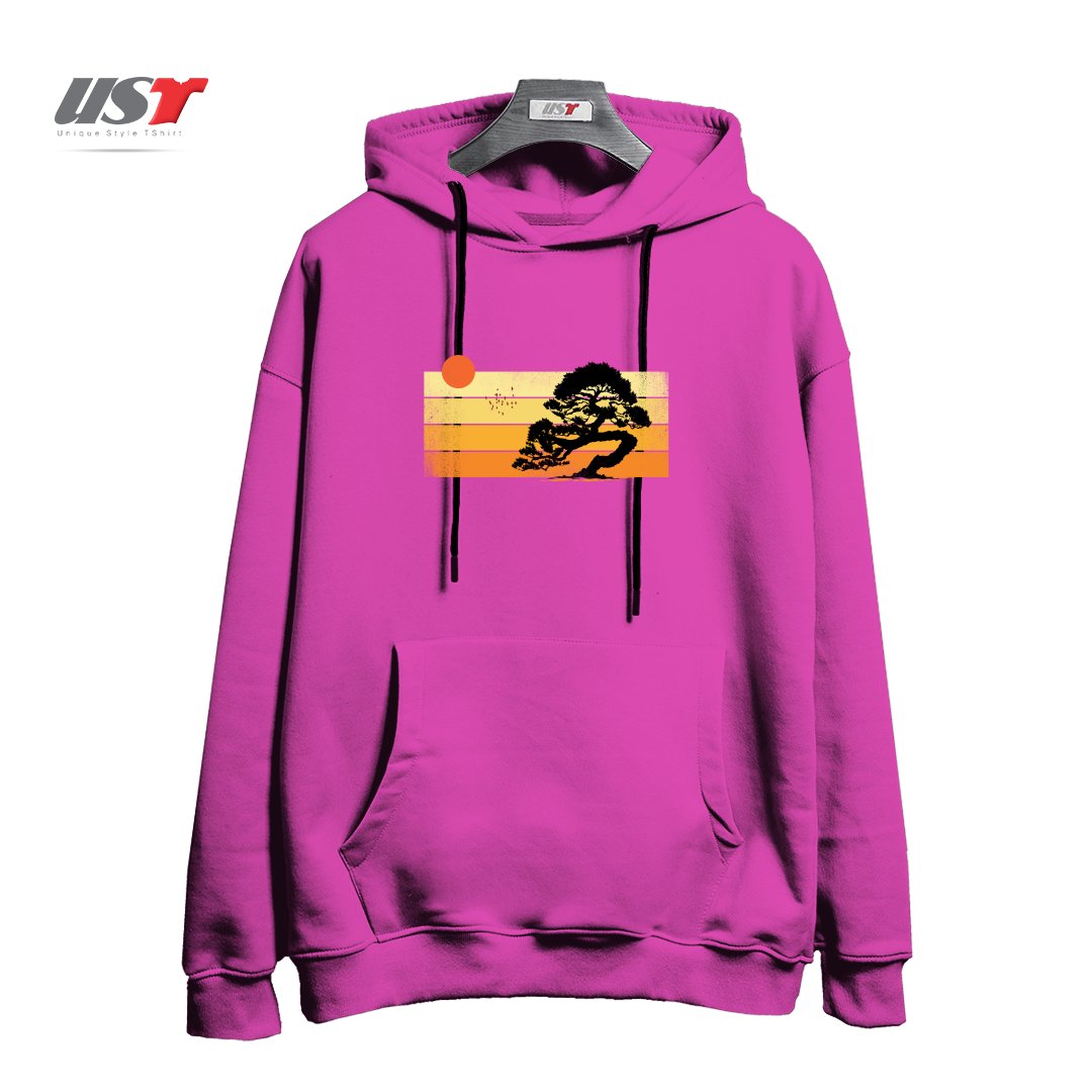 طرح A SUMMER TREE هودی اورسایزرنگ صورتی