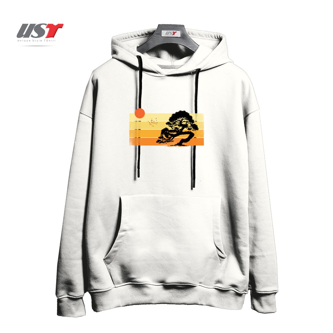 طرح A SUMMER TREE هودی اورسایزرنگ سفید