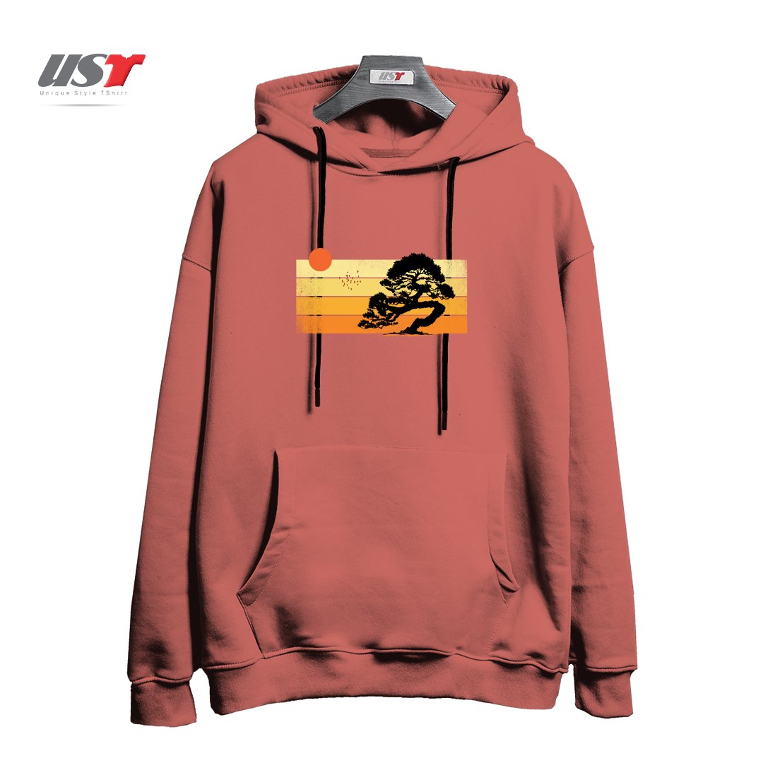 طرح A SUMMER TREE هودی اورسایزرنگ آجری