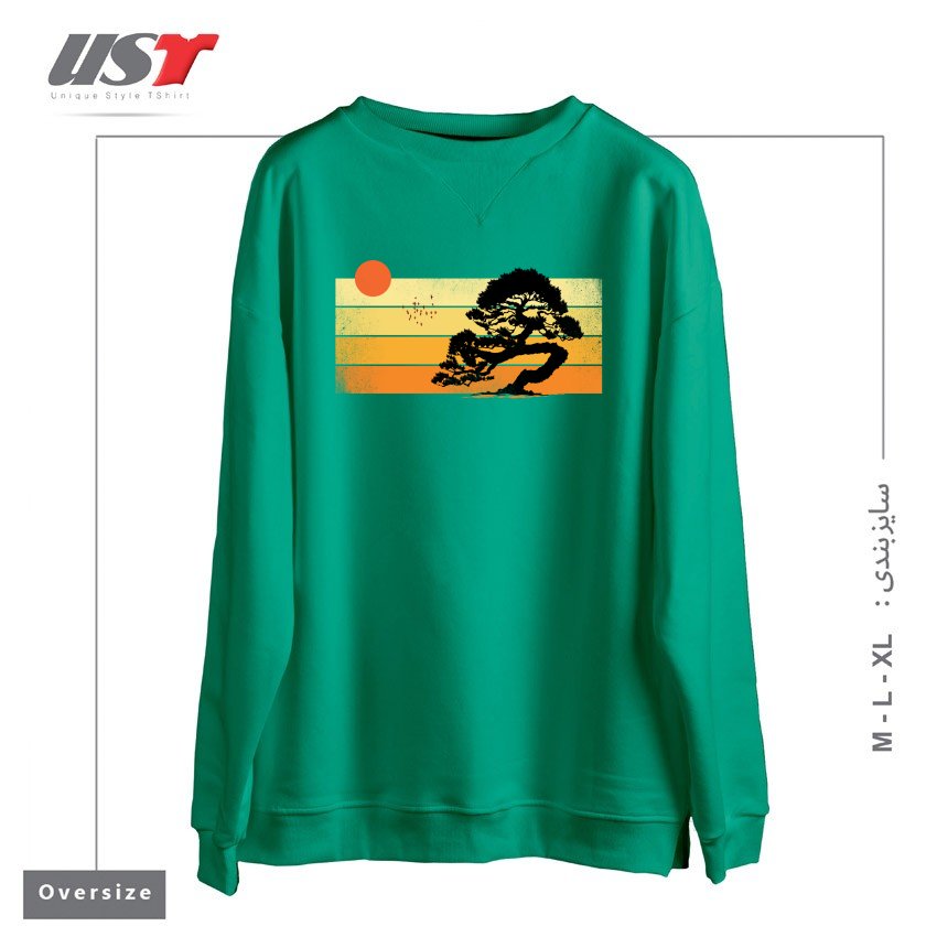 طرح A SUMMER TREE سوییشرت اورسایزرنگ سبز سدری