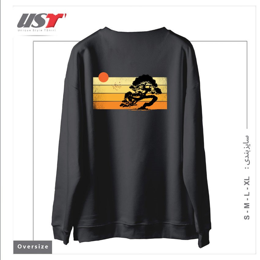 طرح A SUMMER TREE سوییشرت اورسایزرنگ دودی