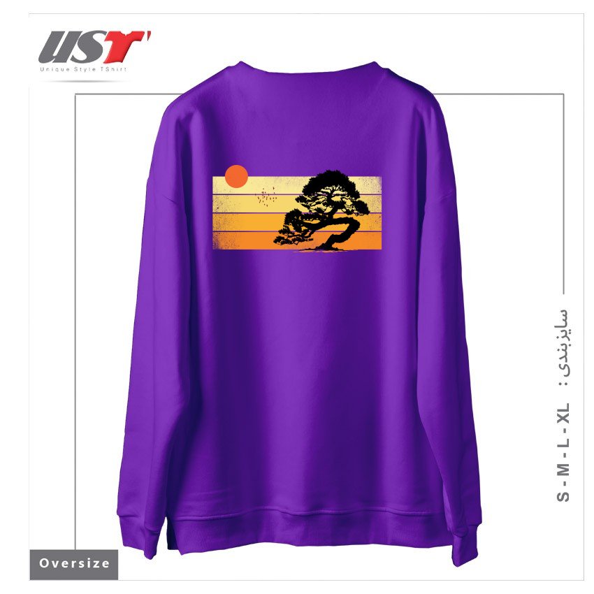 طرح A SUMMER TREE سوییشرت اورسایزرنگ بنفش