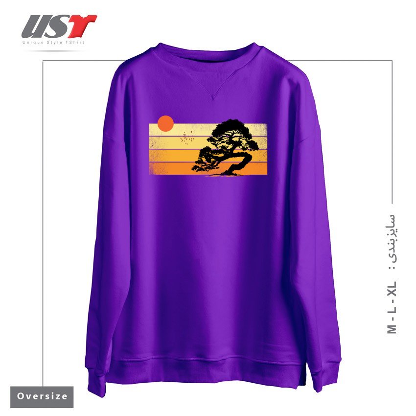 طرح A SUMMER TREE سوییشرت اورسایزرنگ بنفش