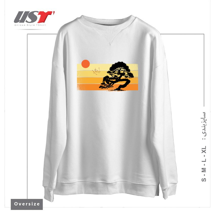 طرح A SUMMER TREE سوییشرت اورسایزرنگ سفید