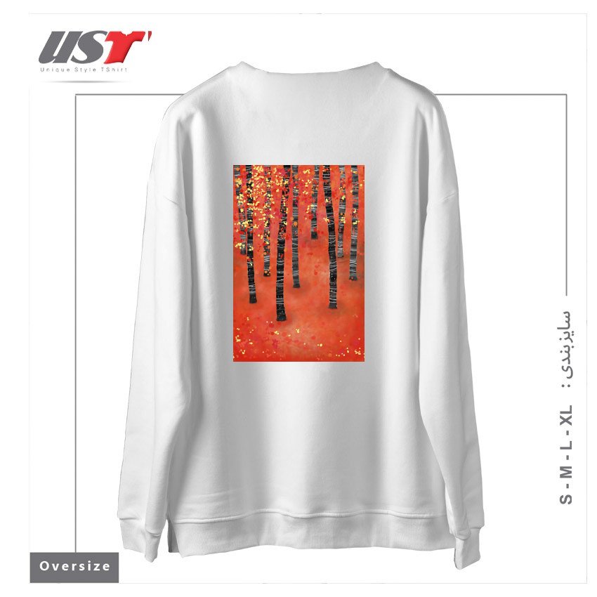 طرح BIRCH FOREST سوییشرت اورسایزرنگ سفید
