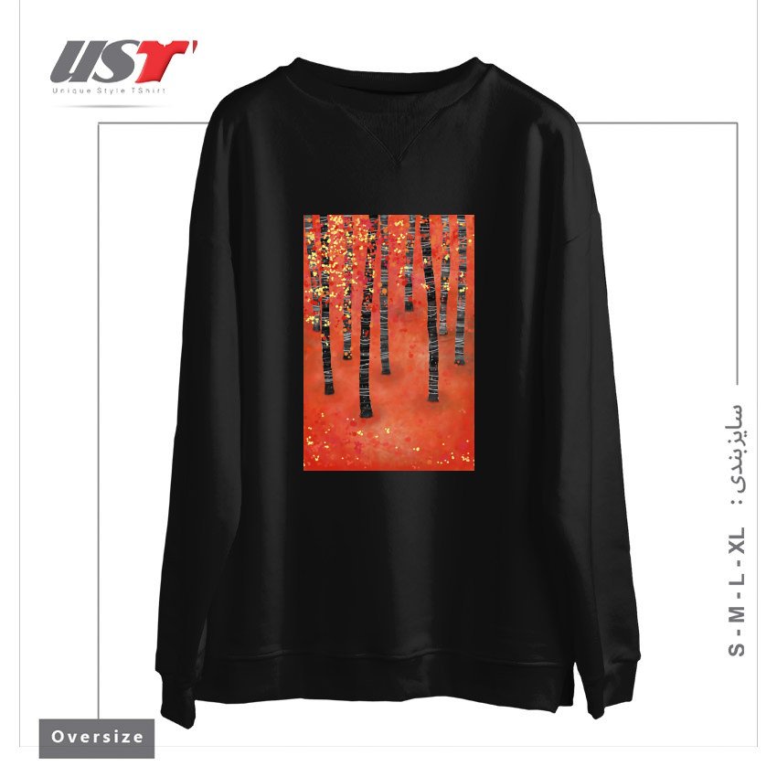 طرح BIRCH FOREST سوییشرت اورسایزرنگ مشکی