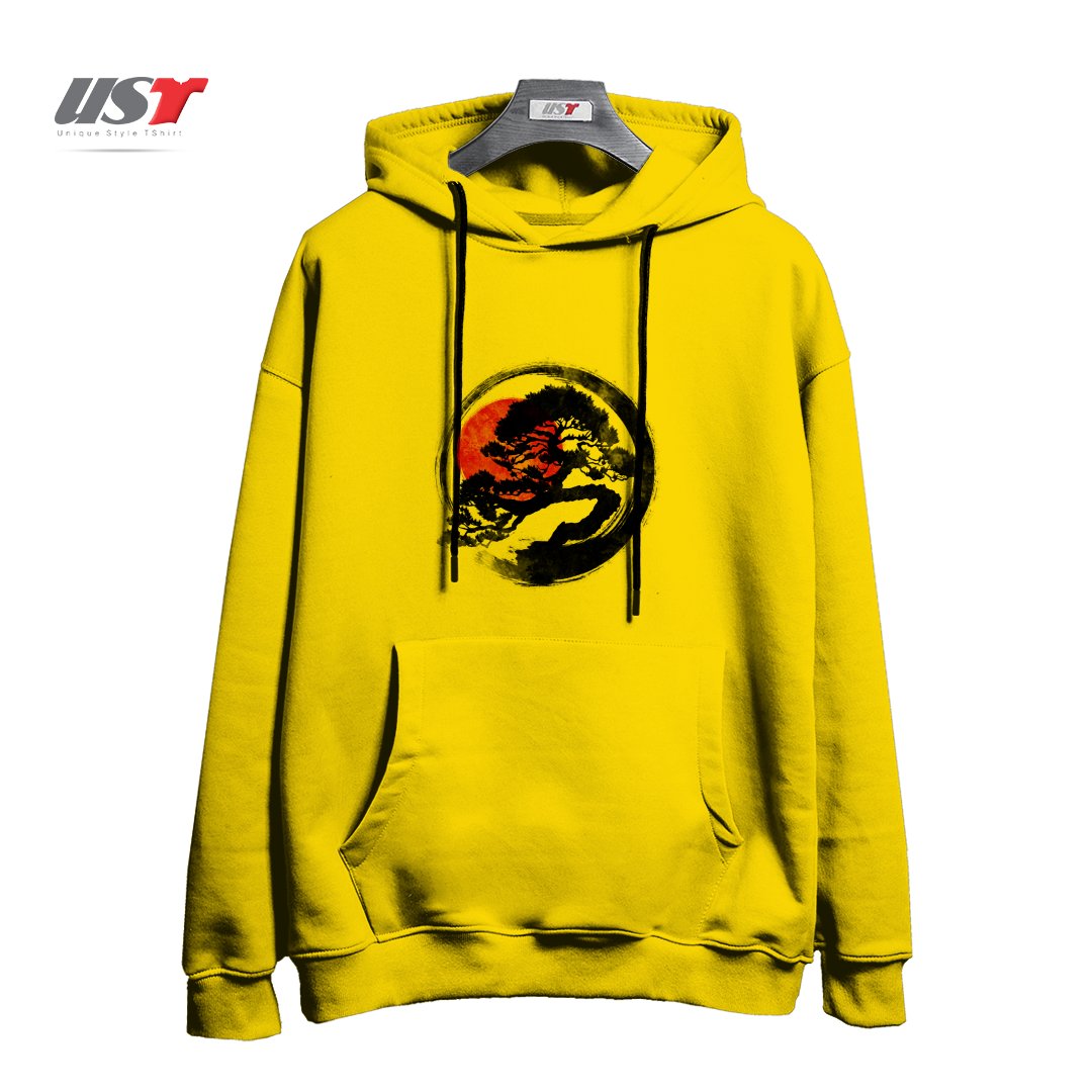 طرح BONSAI STROKE هودی اورسایزرنگ زرد