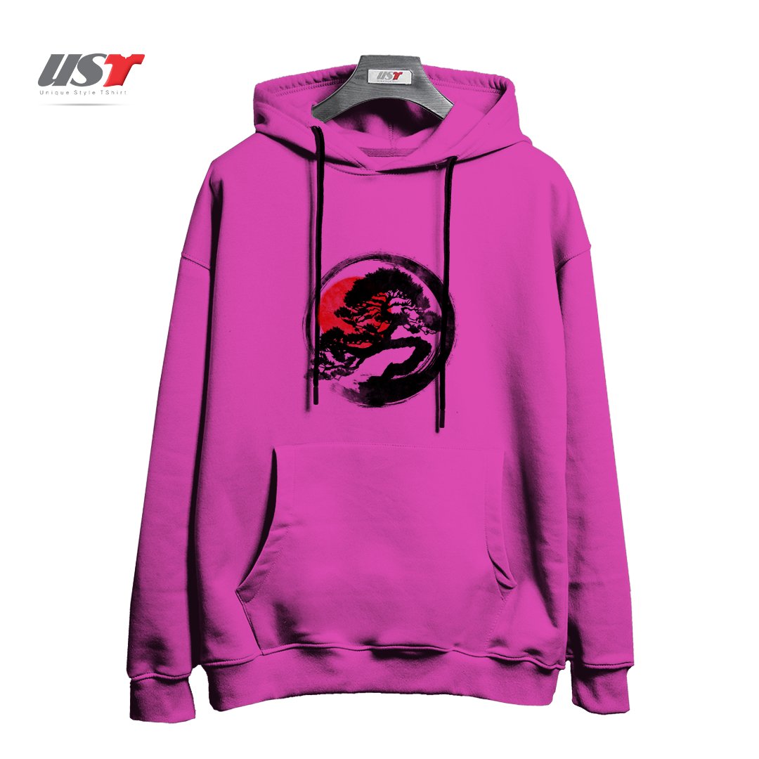 طرح BONSAI STROKE هودی اورسایزرنگ صورتی