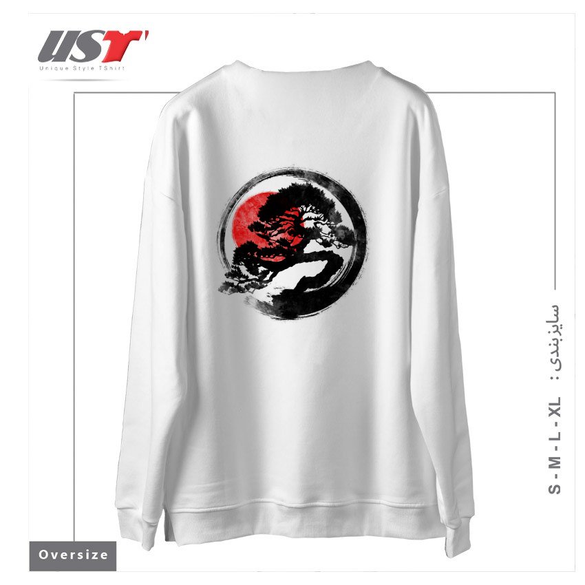 طرح BONSAI STROKE سوییشرت اورسایزرنگ سفید