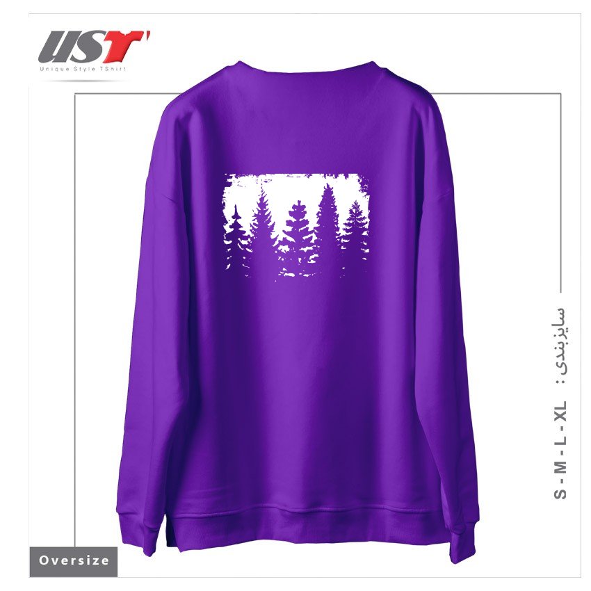 طرح FOREST SILHOUETTE سوییشرت اورسایزرنگ بنفش