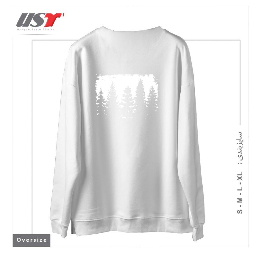 طرح FOREST SILHOUETTE سوییشرت اورسایزرنگ سفید