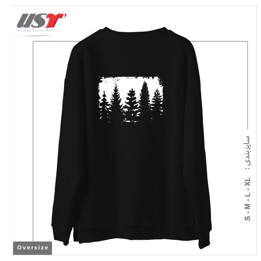 طرح FOREST SILHOUETTE سوییشرت اورسایزرنگ مشکی
