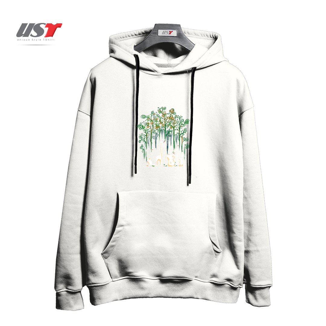 طرح FORESTATION هودی اورسایزرنگ سفید