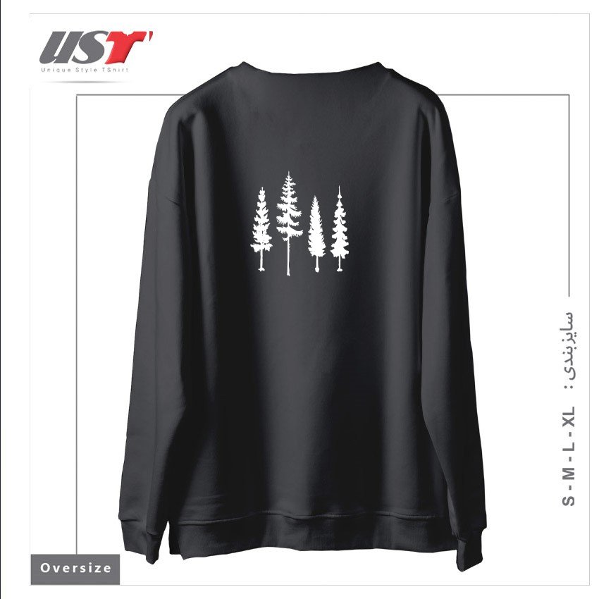 طرح FOUR TREES سوییشرت اورسایزرنگ دودی