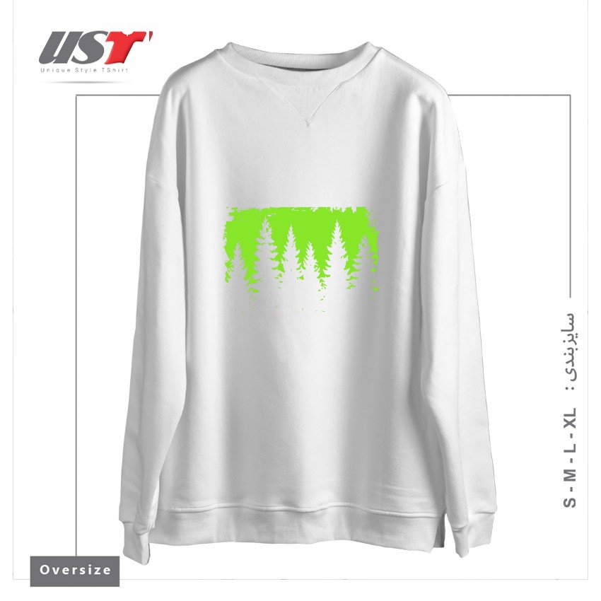 سوییشرت اورسایز طرح GREEN FOREST ILLUSTRATION