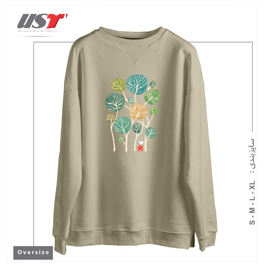 طرح HERMITAGE سوییشرت اورسایزرنگ نخودی