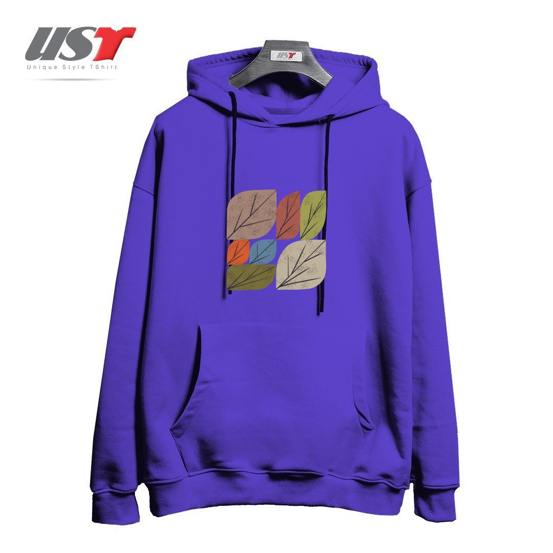 طرح LEAF GRID هودی اورسایزرنگ بنفش