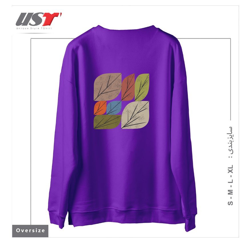 طرح LEAF GRID سوییشرت اورسایزرنگ بنفش
