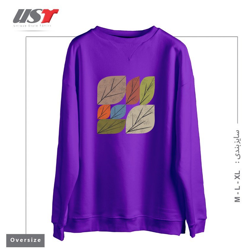 طرح LEAF GRID سوییشرت اورسایزرنگ بنفش