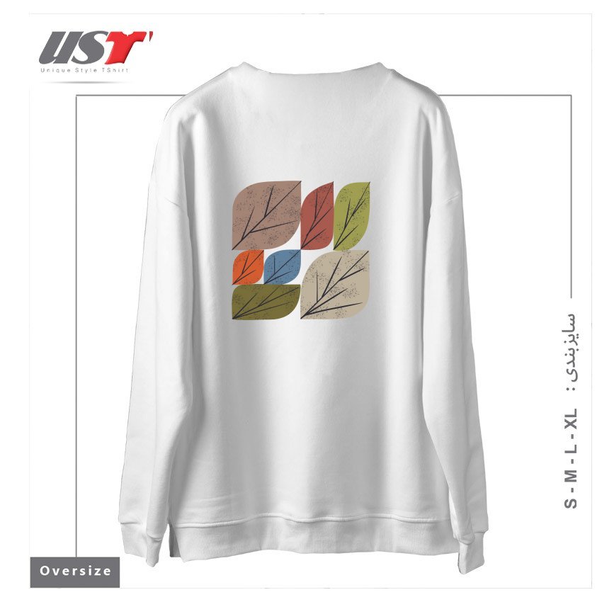 طرح LEAF GRID سوییشرت اورسایزرنگ سفید