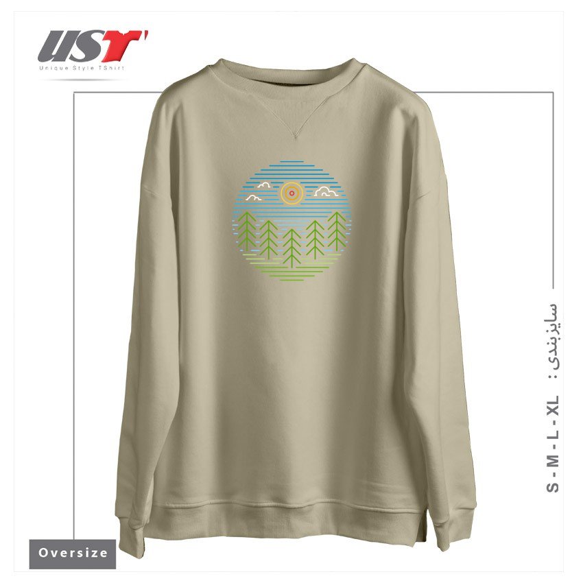 سوییشرت اورسایز طرح LINEAR WOODS