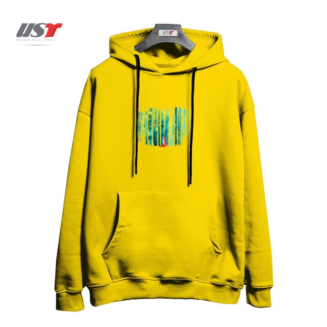 طرح LONE FOX هودی اورسایزرنگ زرد