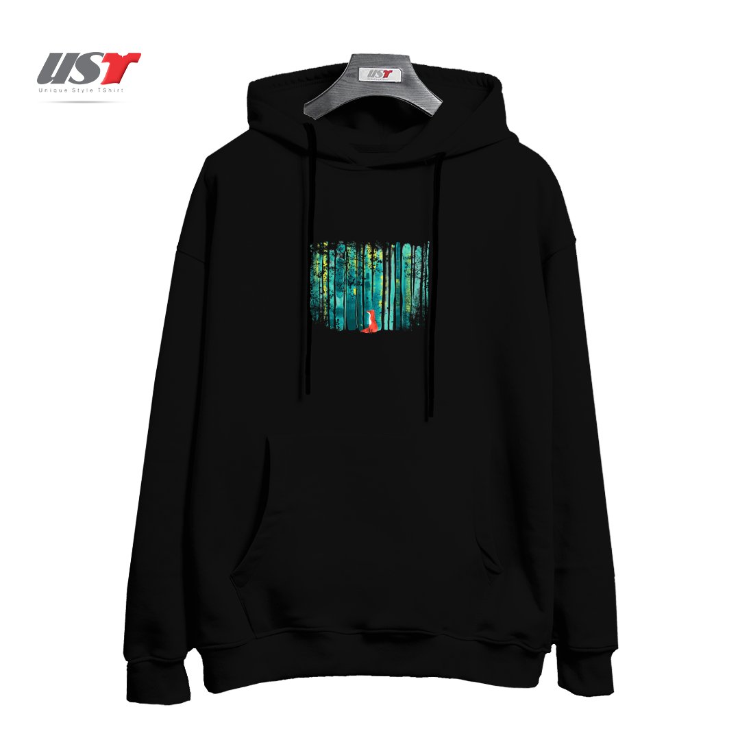 طرح LONE FOX هودی اورسایزرنگ مشکی