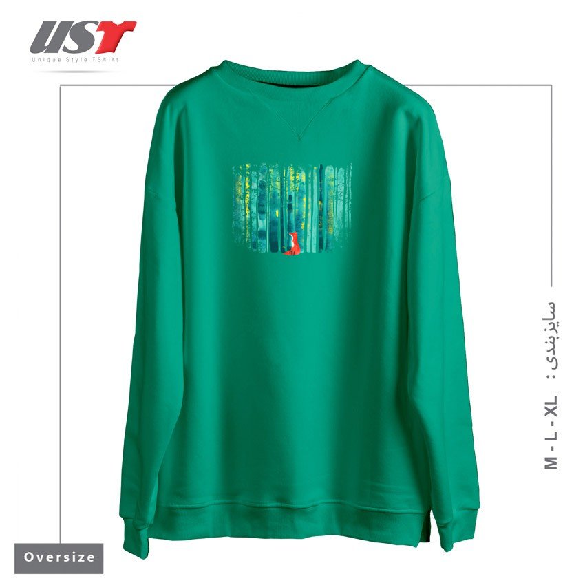 طرح LONE FOX سوییشرت اورسایزرنگ سبز سدری