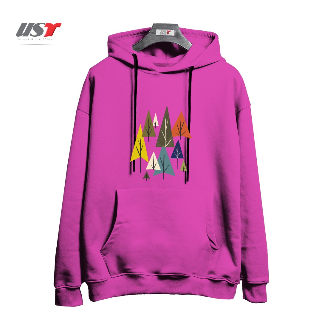 طرح MULTICOLOR PINES هودی اورسایزرنگ صورتی