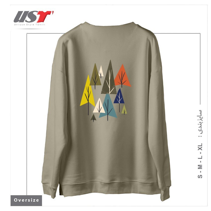 طرح MULTICOLOR PINES سوییشرت اورسایزرنگ نخودی