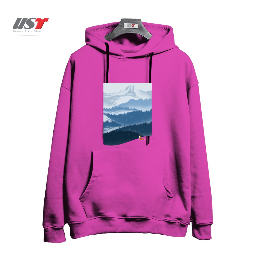 طرح MOUNTAIN SPIRIT هودی اورسایزرنگ صورتی