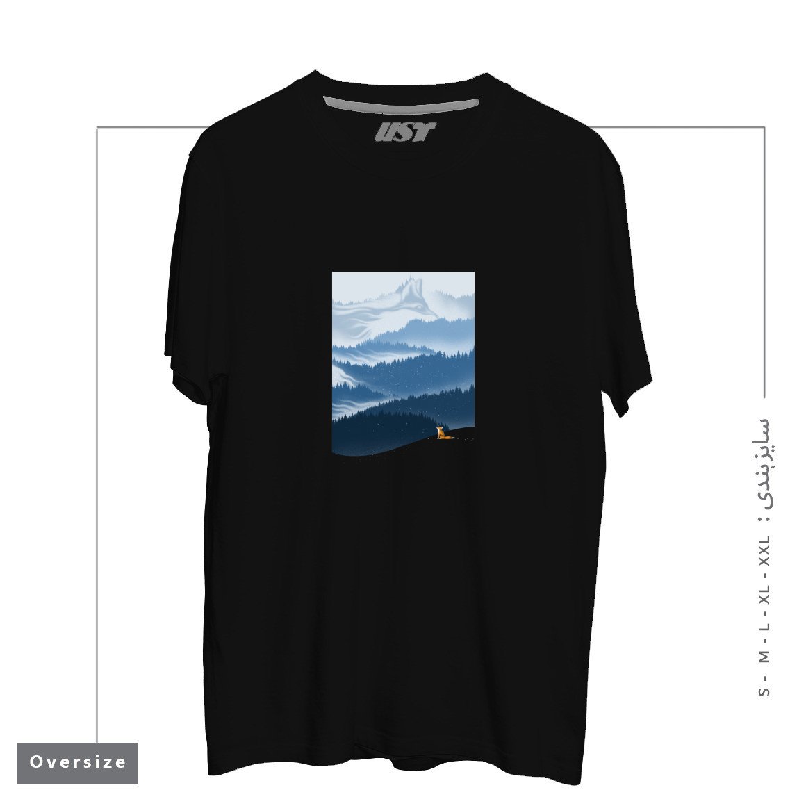 طرح MOUNTAIN SPIRIT تیشرت اورسایزرنگ مشکی