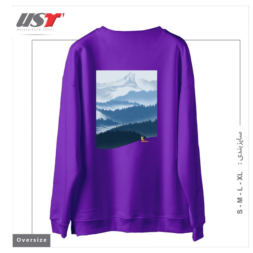 طرح MOUNTAIN SPIRIT سوییشرت اورسایزرنگ بنفش