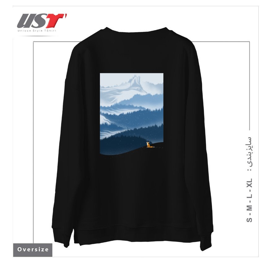 طرح MOUNTAIN SPIRIT سوییشرت اورسایزرنگ مشکی