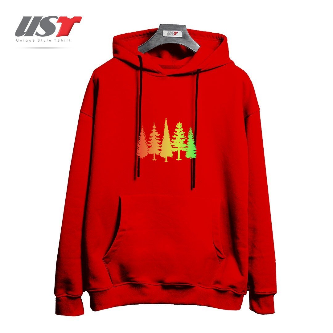 طرح NATURE IS AWESOME هودی اورسایزرنگ قرمز