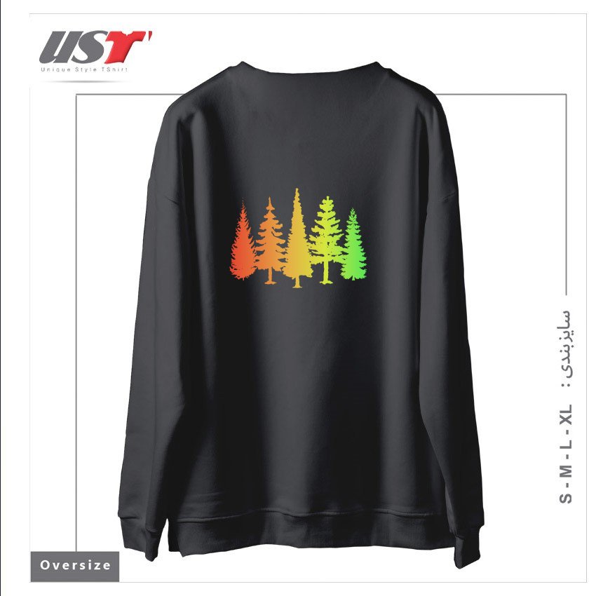 طرح NATURE IS AWESOME سوییشرت اورسایزرنگ دودی
