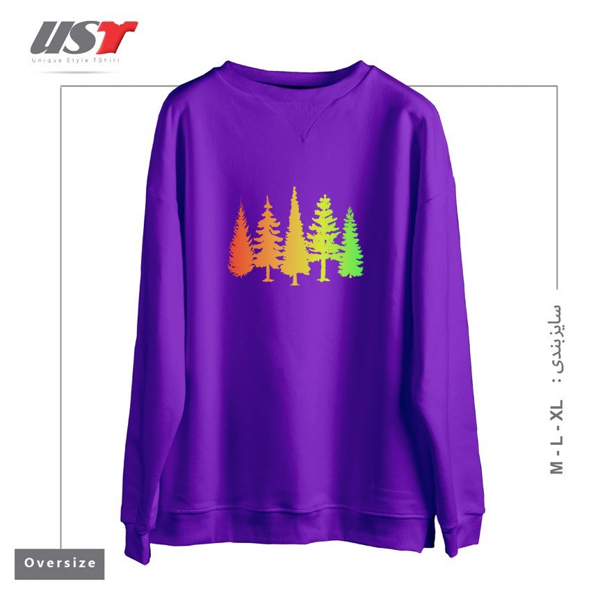 طرح NATURE IS AWESOME سوییشرت اورسایزرنگ بنفش