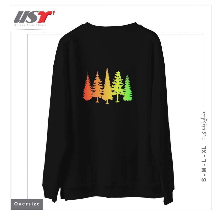 طرح NATURE IS AWESOME سوییشرت اورسایزرنگ مشکی