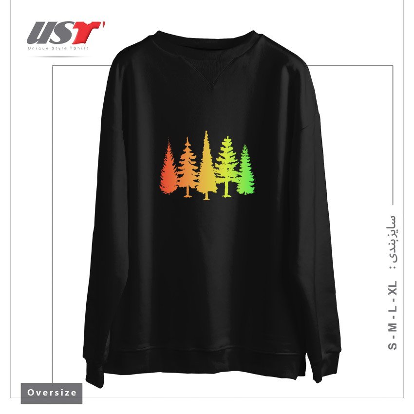 طرح NATURE IS AWESOME سوییشرت اورسایزرنگ مشکی