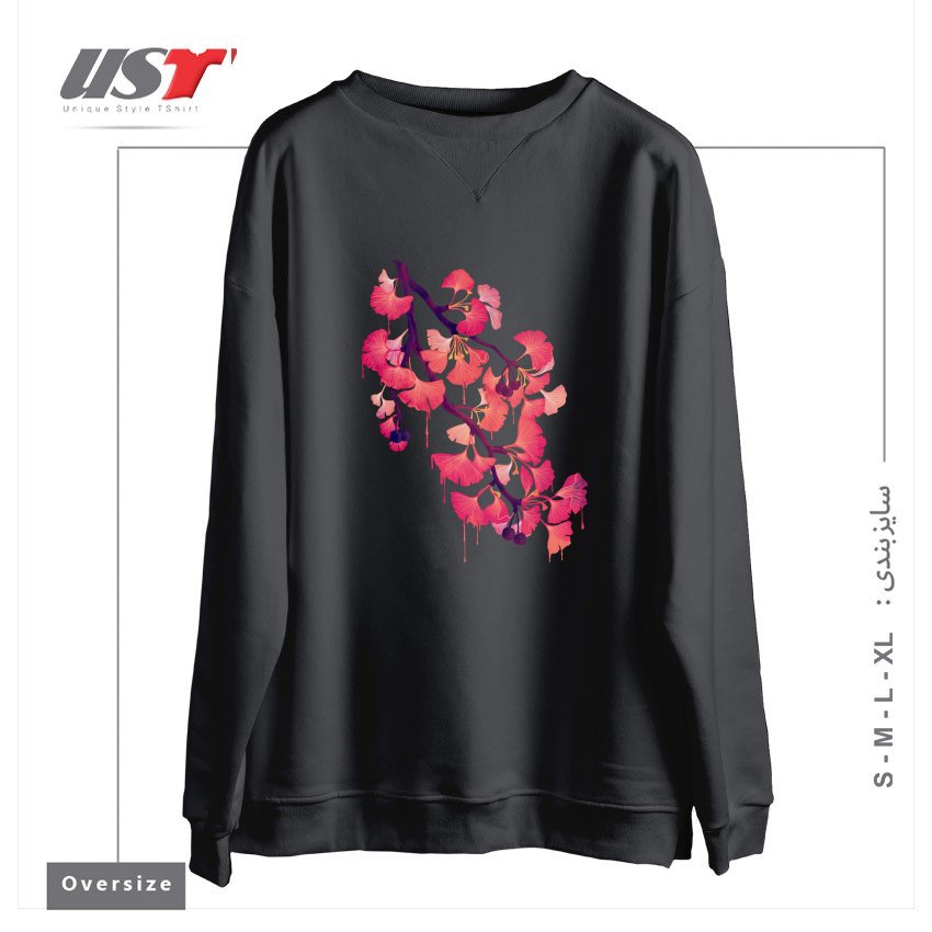 طرح O, GINKGO سوییشرت اورسایزرنگ دودی