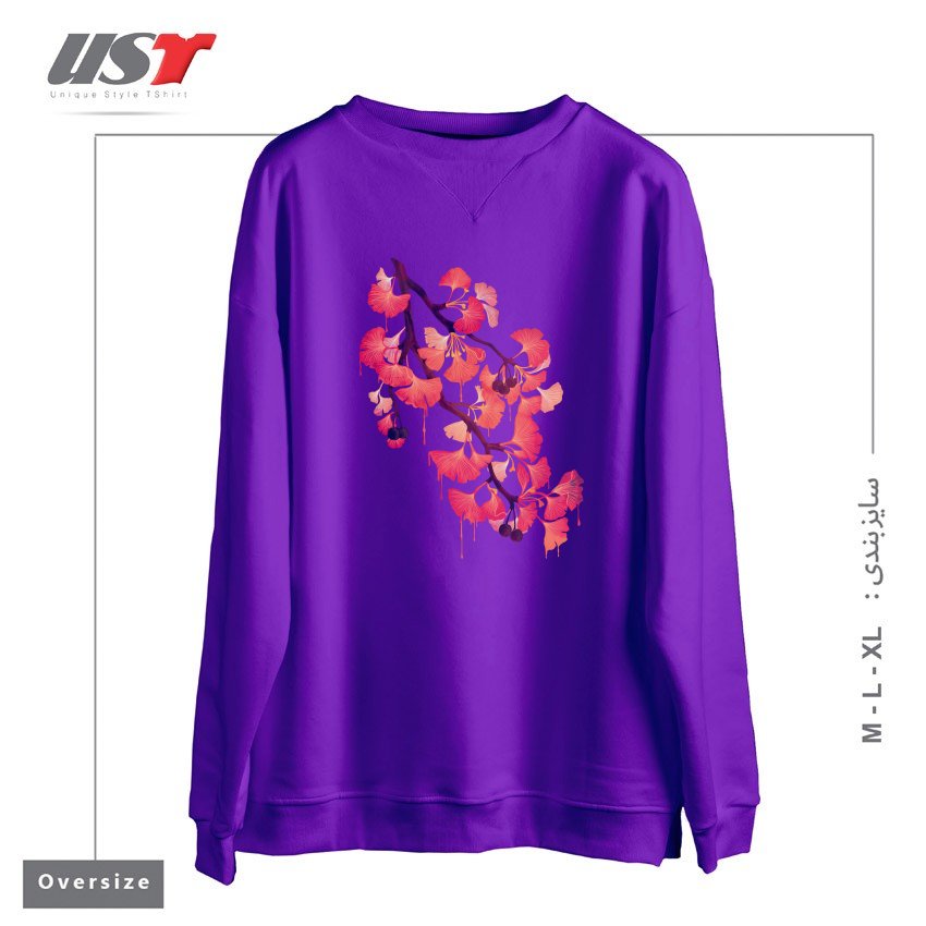 طرح O, GINKGO سوییشرت اورسایزرنگ بنفش