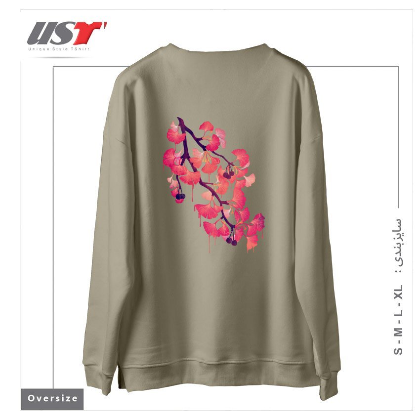 طرح O, GINKGO سوییشرت اورسایزرنگ نخودی