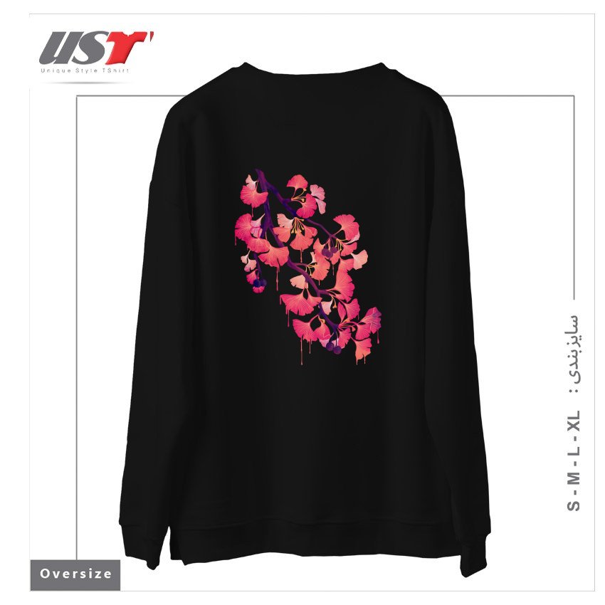 طرح O, GINKGO سوییشرت اورسایزرنگ مشکی