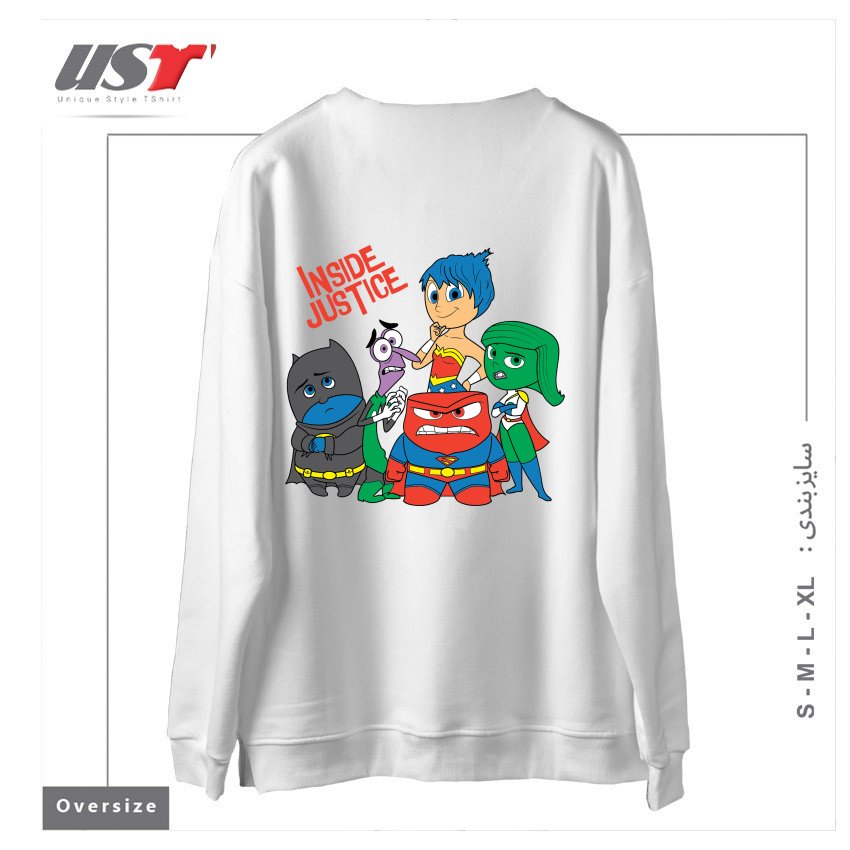 طرح INSIDE JUSTICE سوییشرت اورسایزرنگ سفید