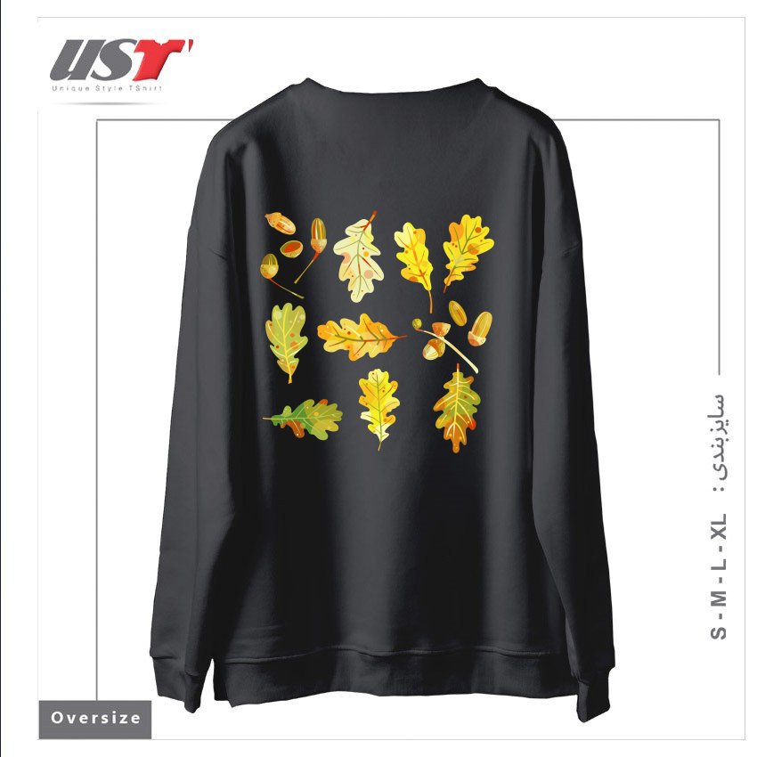 طرح OAK LEAVES AND ACORNS DARK سوییشرت اورسایزرنگ دودی