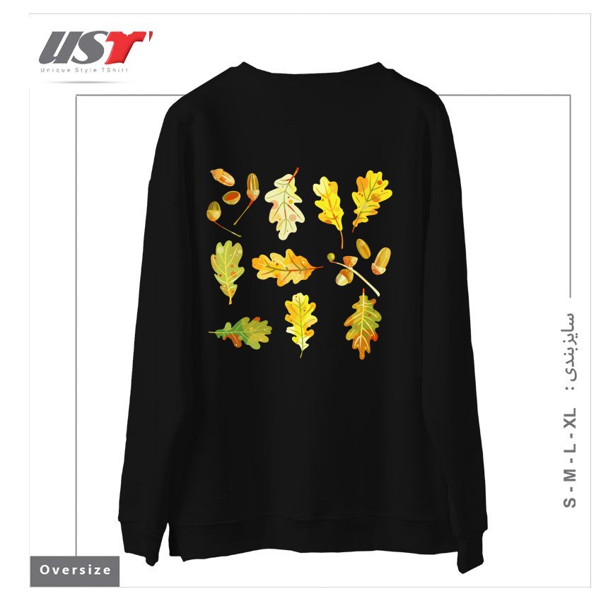 طرح OAK LEAVES AND ACORNS DARK سوییشرت اورسایزرنگ مشکی