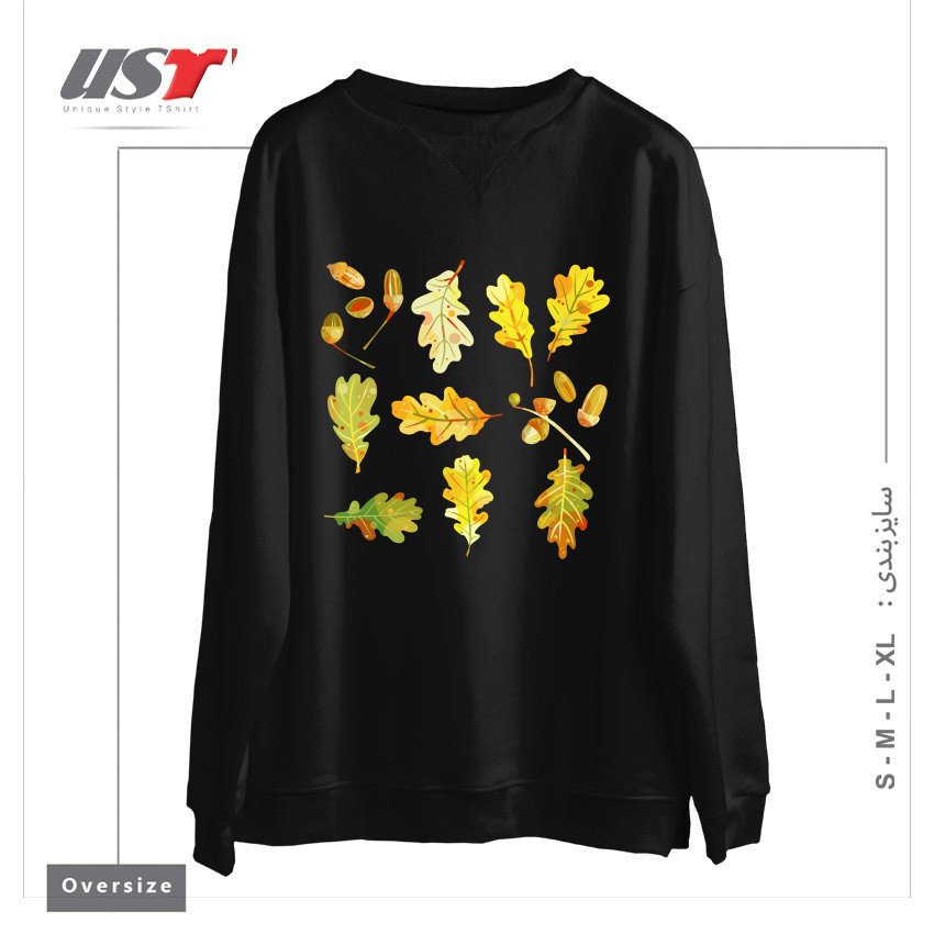 سوییشرت اورسایز طرح OAK LEAVES AND ACORNS DARK