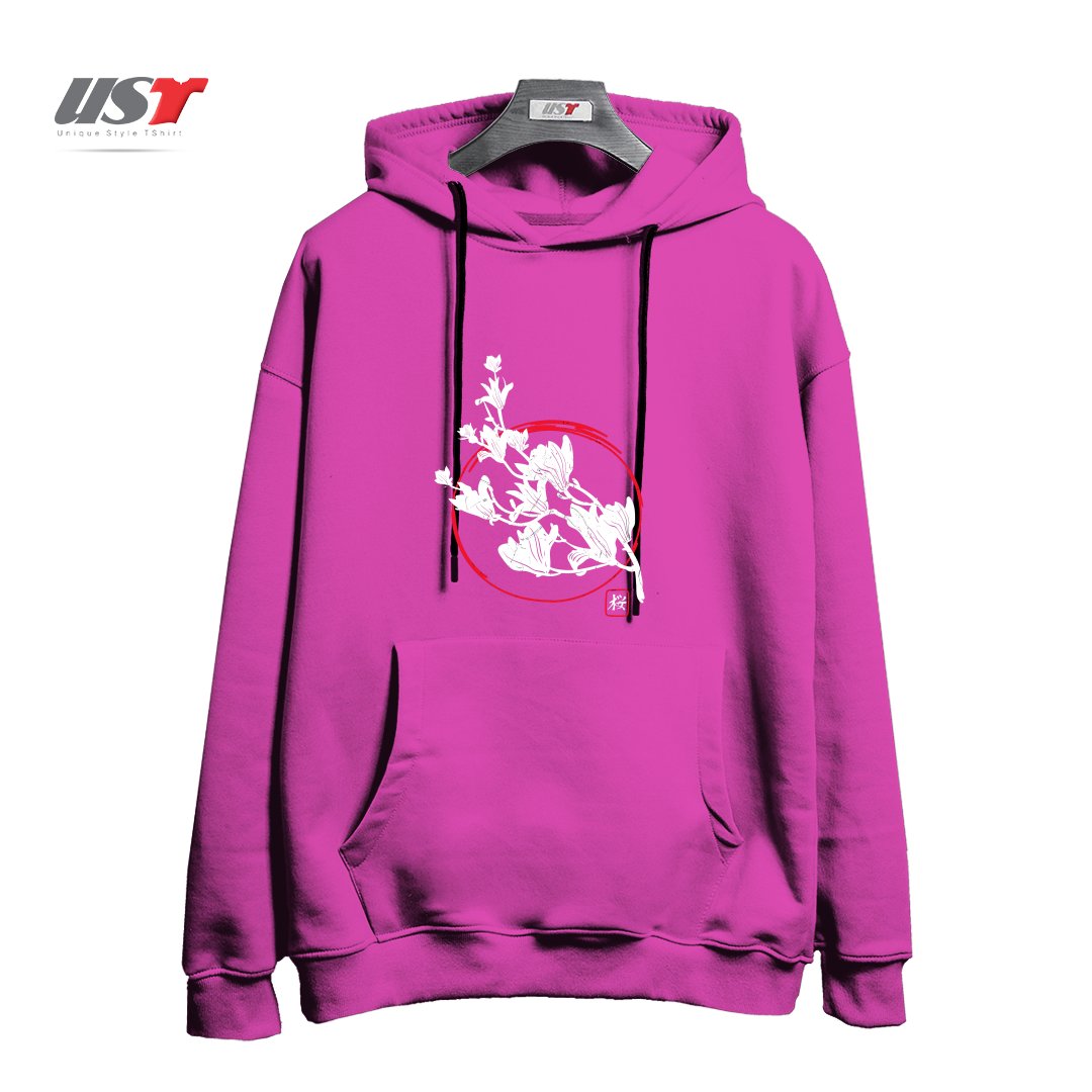 طرح SAKURA-2 هودی اورسایزرنگ صورتی