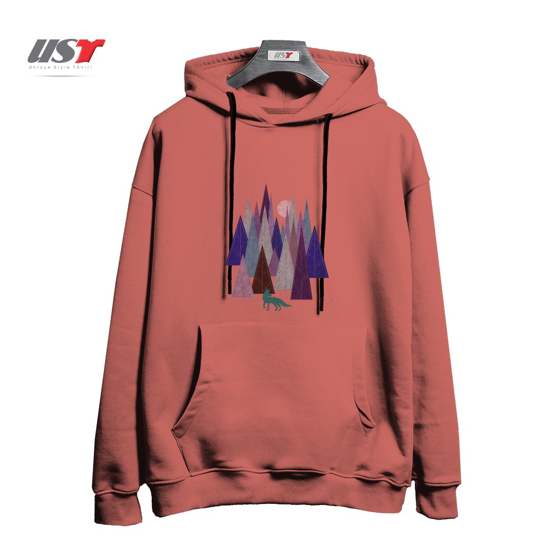 طرح STRANGE FOREST هودی اورسایزرنگ آجری