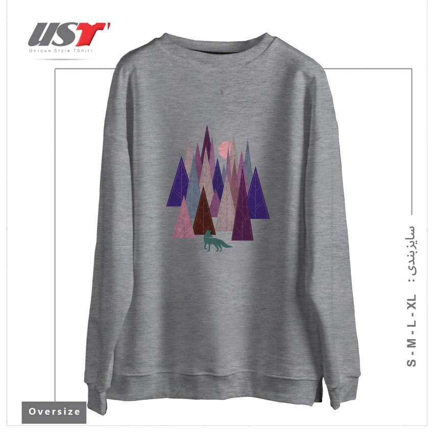سوییشرت اورسایز طرح STRANGE FOREST